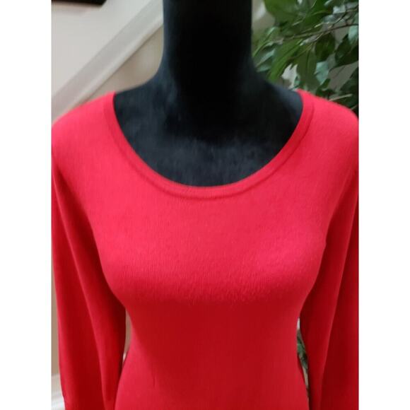 Cable & Gauge Women's Red Solid Rayon Round Neck Long Sleeve Sweater Size XL - Picture 4 of 11